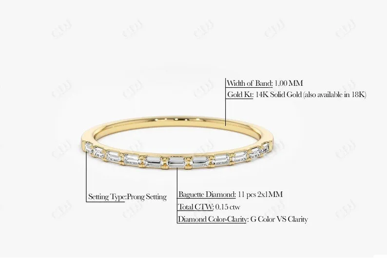 0.15CTW Baguette Lab Grown Diamond Stackable Wedding Ring