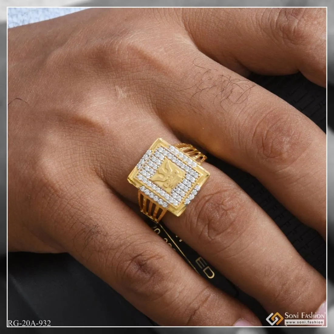 1 Gram Gold Forming Gorgeous Design with Diamond Superior Quality Ring - Style A932