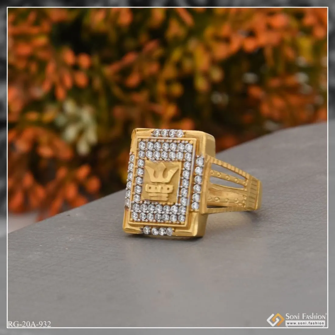 1 Gram Gold Forming Gorgeous Design with Diamond Superior Quality Ring - Style A932