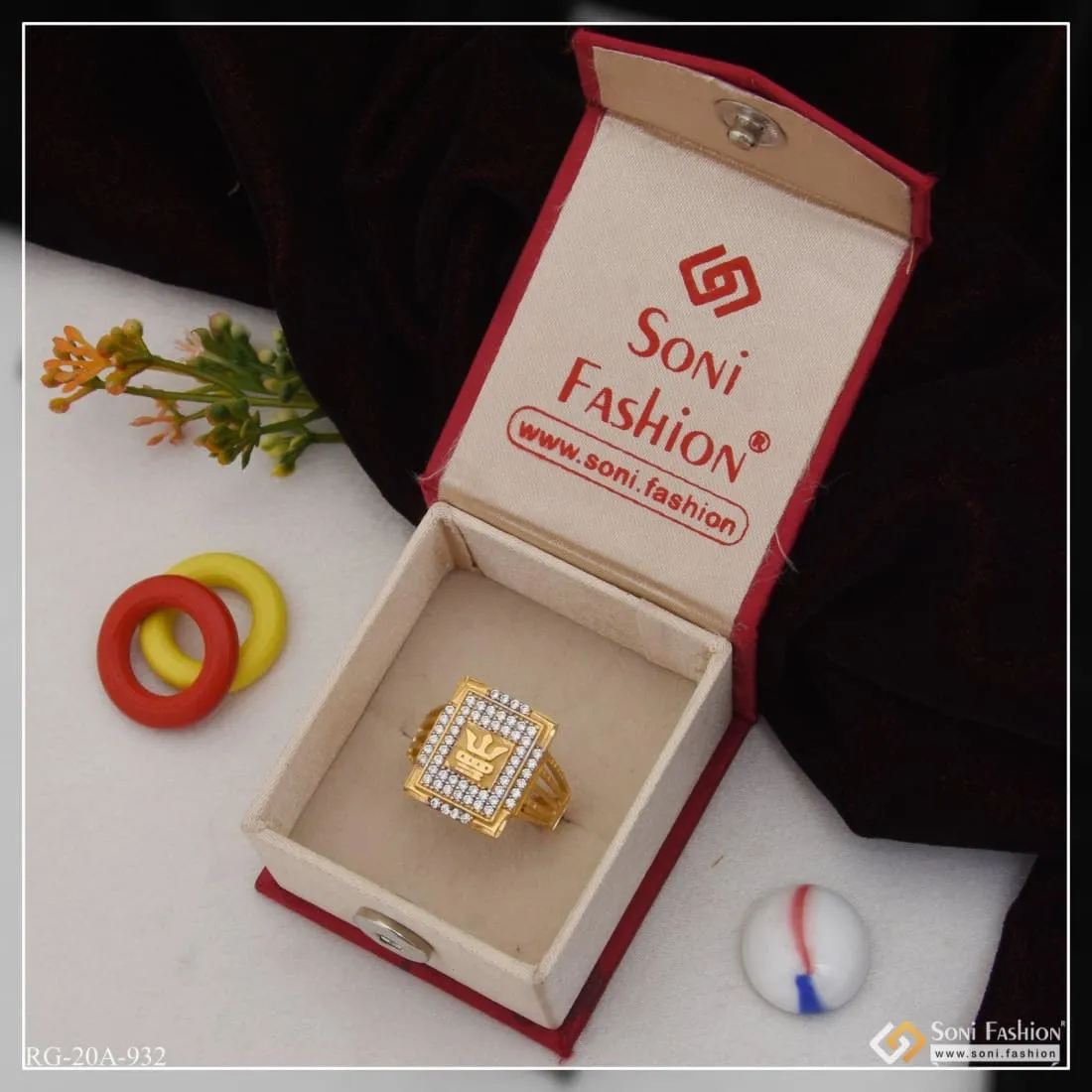 1 Gram Gold Forming Gorgeous Design with Diamond Superior Quality Ring - Style A932