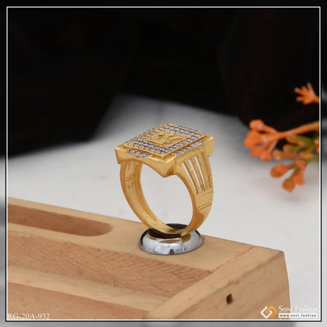 1 Gram Gold Forming Gorgeous Design with Diamond Superior Quality Ring - Style A932