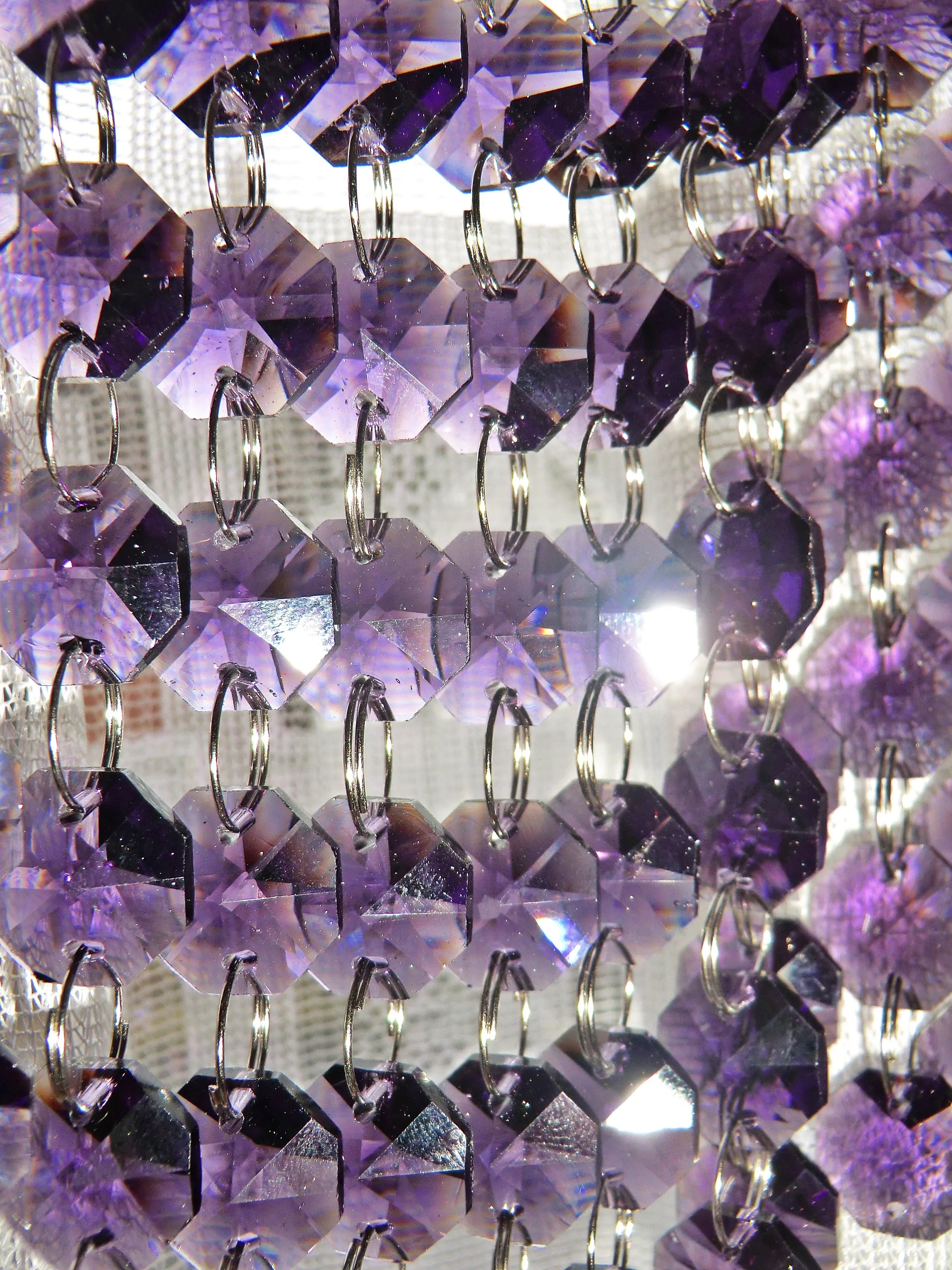 1 Strand 14mm Purple Octagon Chandelier Drops Cut Glass Crystals Garlands Beads Droplets Light Parts