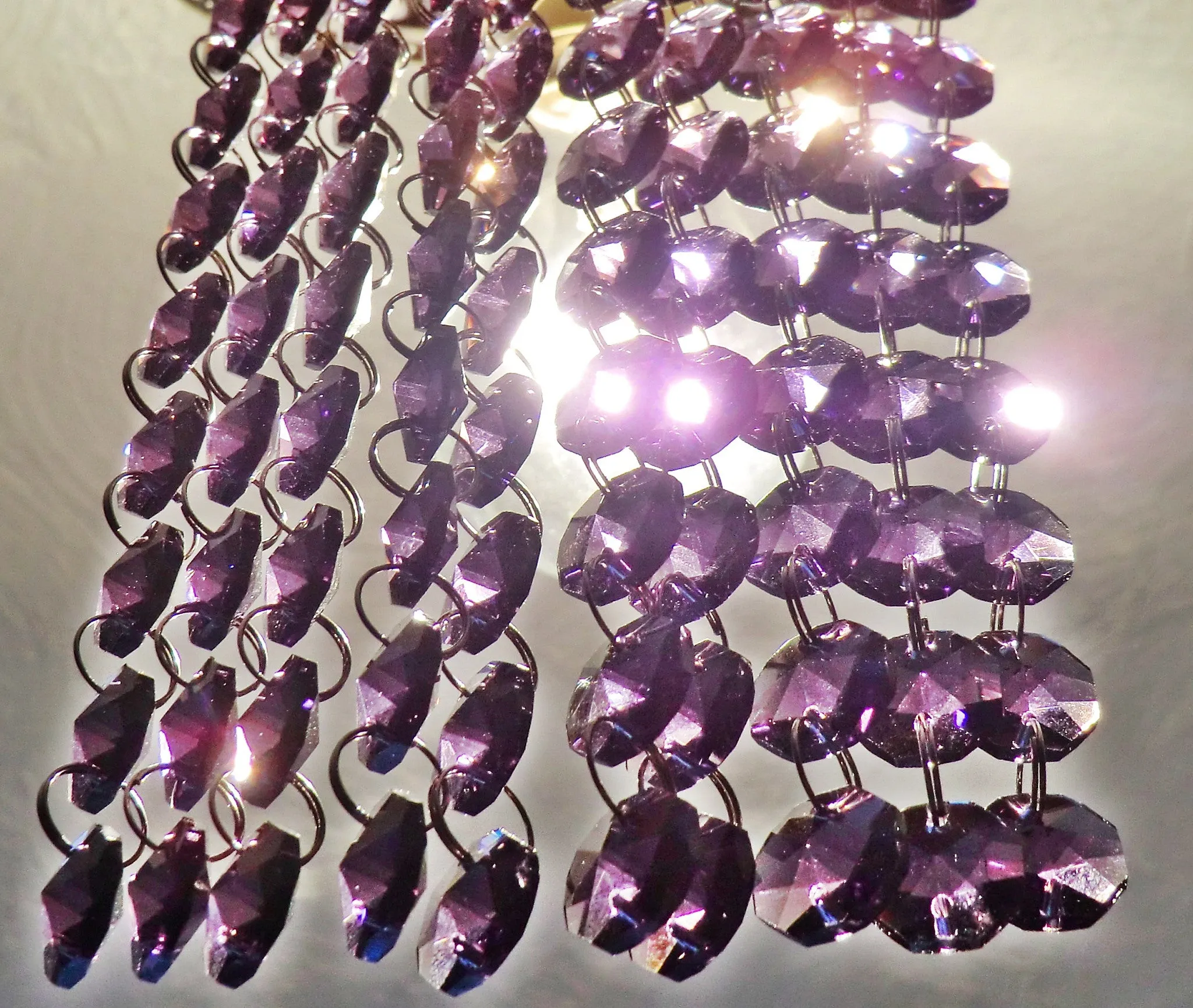 1 Strand 14mm Purple Octagon Chandelier Drops Cut Glass Crystals Garlands Beads Droplets Light Parts