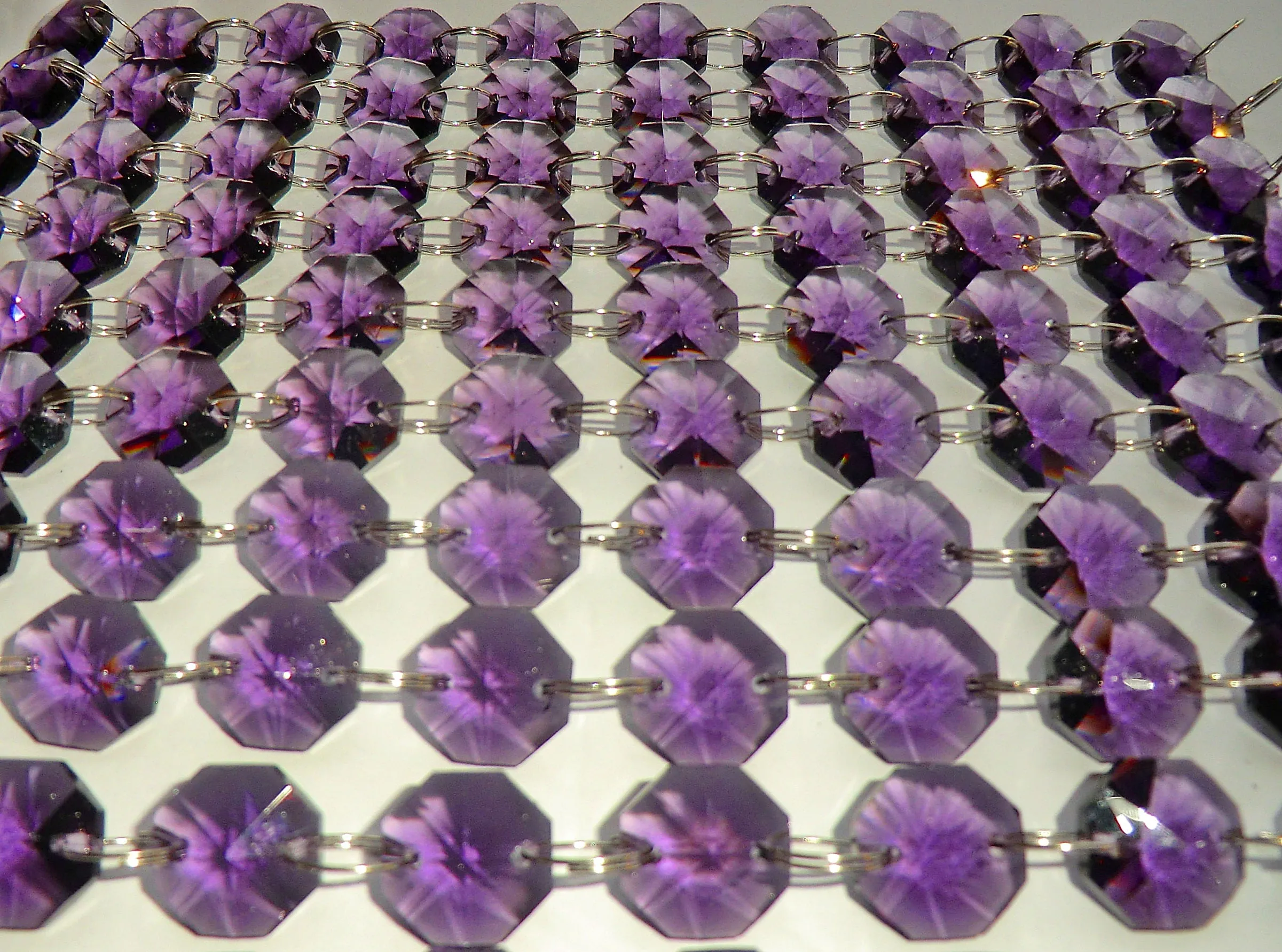 1 Strand 14mm Purple Octagon Chandelier Drops Cut Glass Crystals Garlands Beads Droplets Light Parts