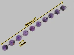 1 Strand 14mm Purple Octagon Chandelier Drops Cut Glass Crystals Garlands Beads Droplets Light Parts