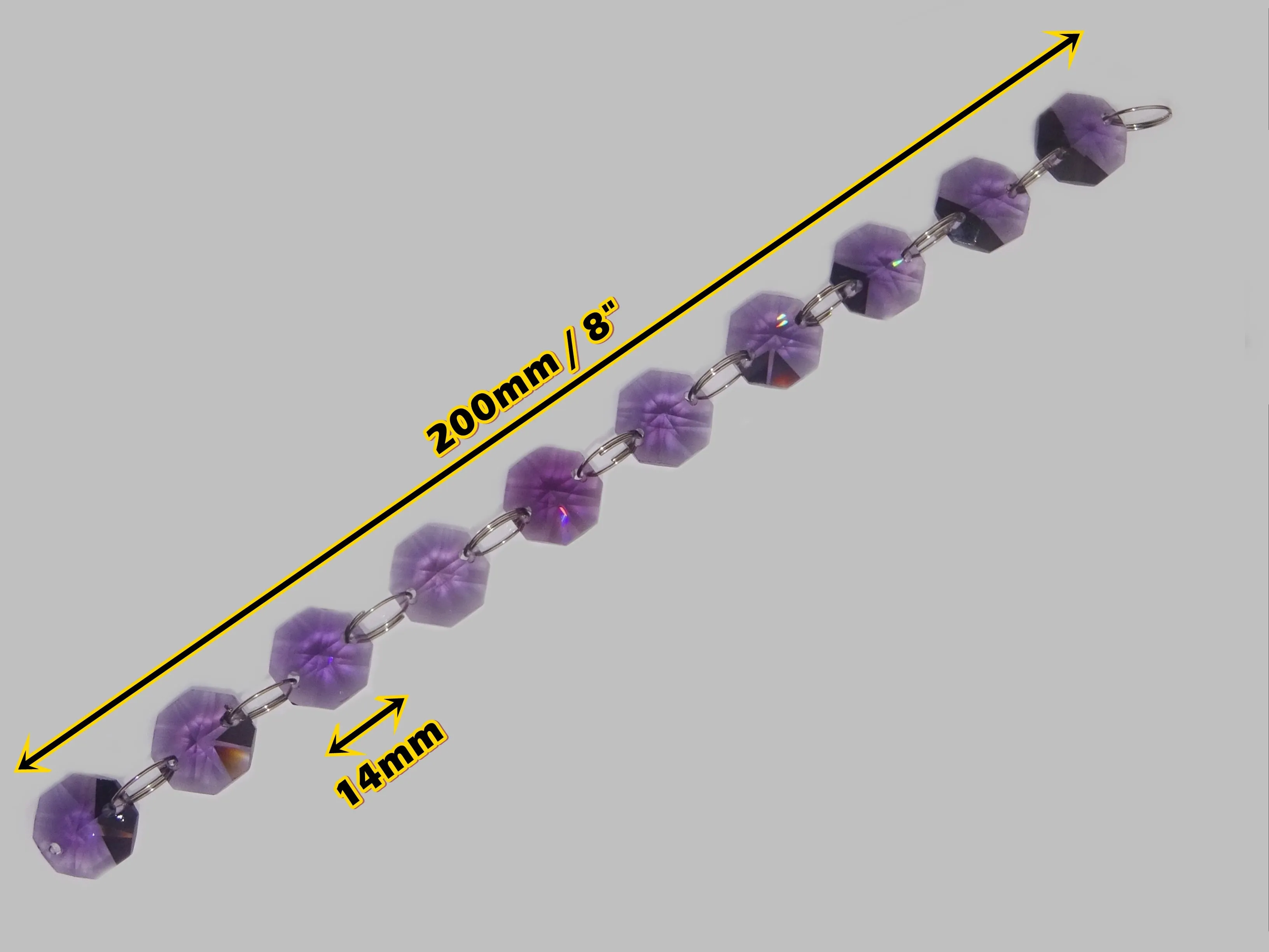 1 Strand 14mm Purple Octagon Chandelier Drops Cut Glass Crystals Garlands Beads Droplets Light Parts