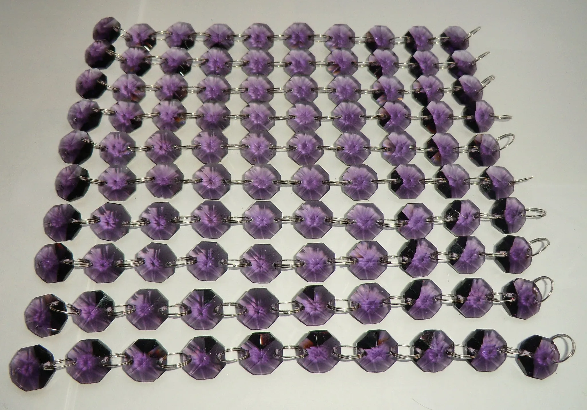 1 Strand 14mm Purple Octagon Chandelier Drops Cut Glass Crystals Garlands Beads Droplets Light Parts
