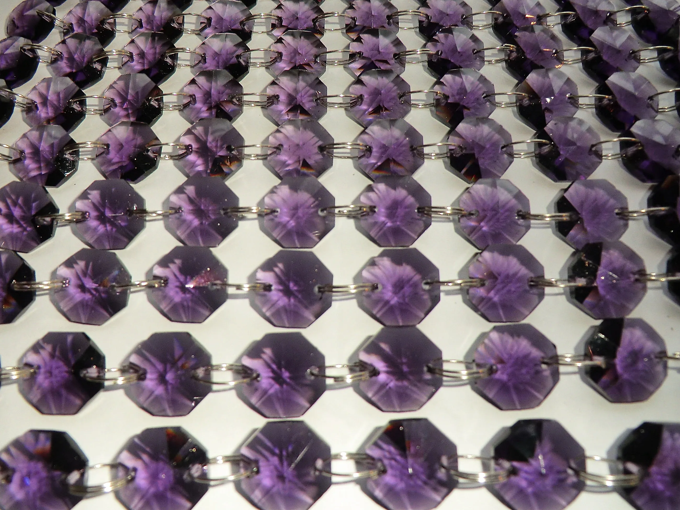 1 Strand 14mm Purple Octagon Chandelier Drops Cut Glass Crystals Garlands Beads Droplets Light Parts