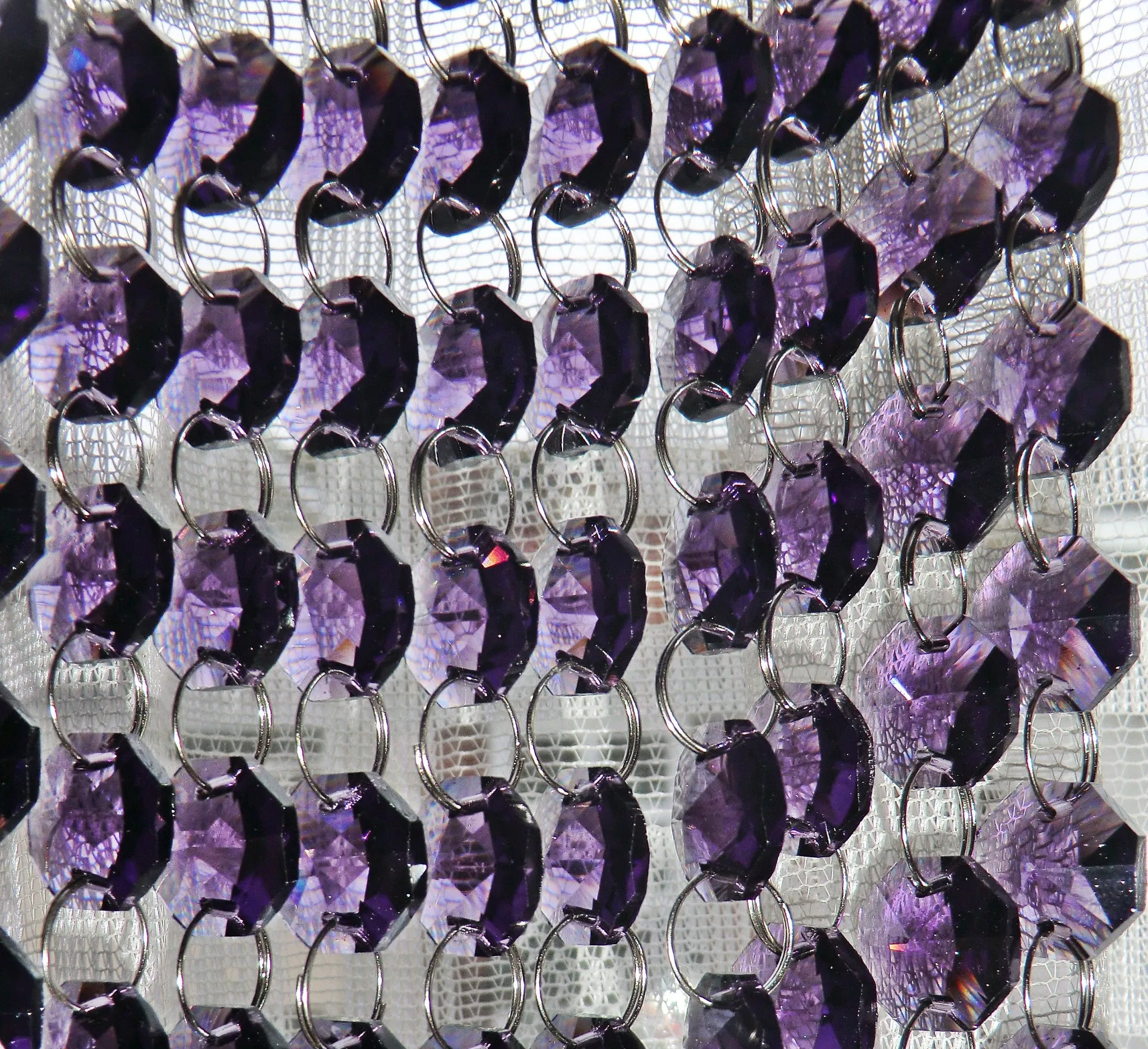 1 Strand 14mm Purple Octagon Chandelier Drops Cut Glass Crystals Garlands Beads Droplets Light Parts
