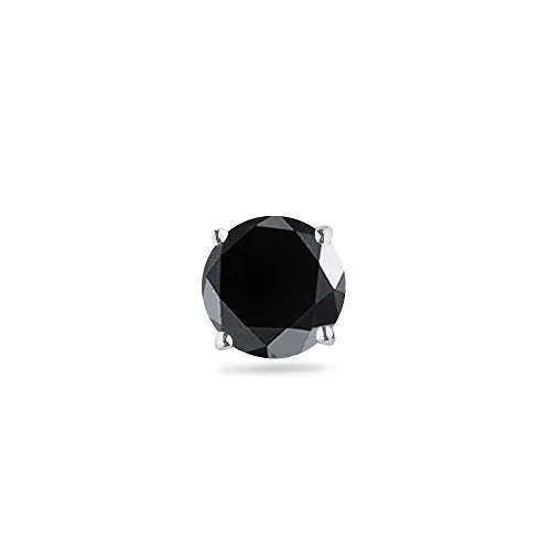1.00 Ct of 5.65-6.37 mm Round AAA Black Diamond Mens Stud Earring in Platinum {DIAMOND APPRAISAL INCLUDED}