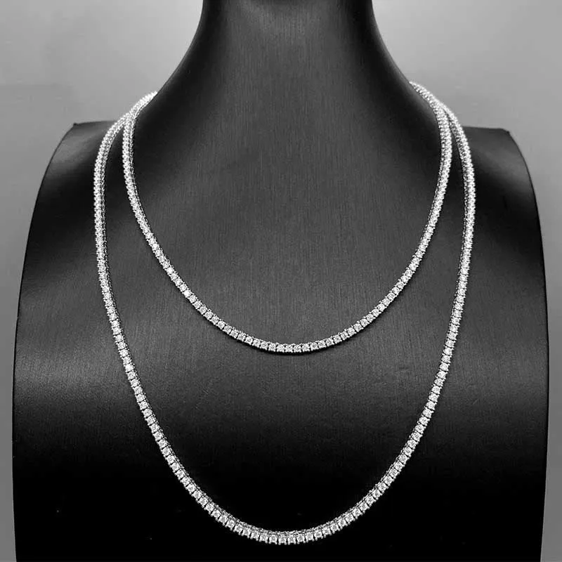 10K Solid Gold 2mm Moissanite Tennis Chain
