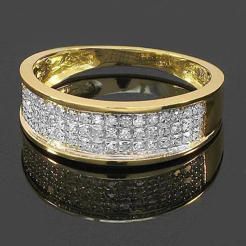 10K Yellow Solid Gold Diamond Wedding Ring Band Set 0.96 Ctw