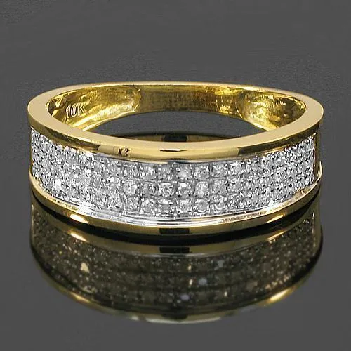 10K Yellow Solid Gold Diamond Wedding Ring Band Set 0.96 Ctw