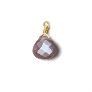 10mm Chocolate Moonstone heart Vermeil Wire Wrapped Pendant 1 pc