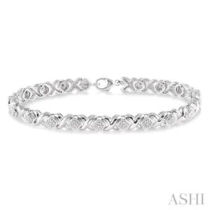 1/10 ctw 'X' and SQ Single Cut Diamond Bracelet in Sterling Silver