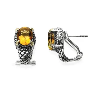 14K And 925 Sterling Silver Earrings With Citrine (141E114815CT)