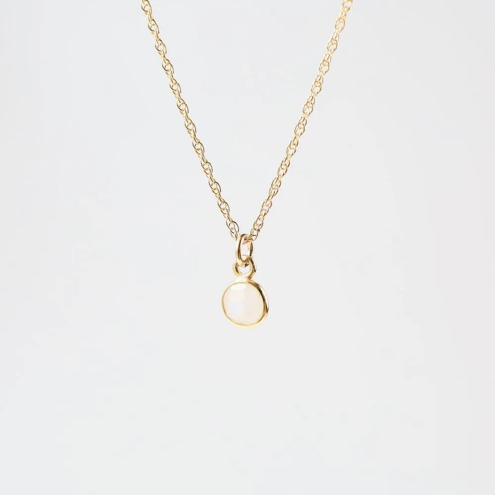14k Gold Filled Chain with 6mm Bezel-Set Moonstone