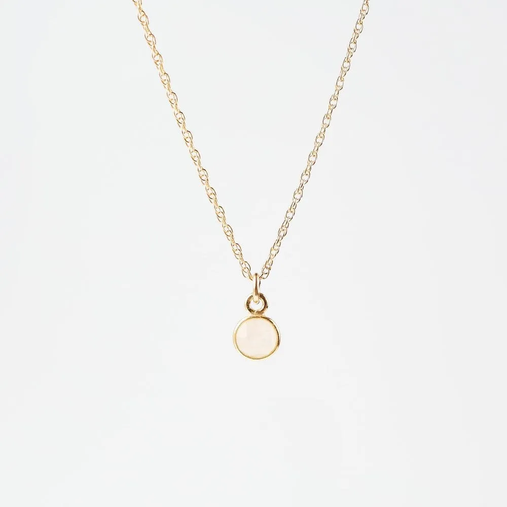 14k Gold Filled Chain with 6mm Bezel-Set Moonstone