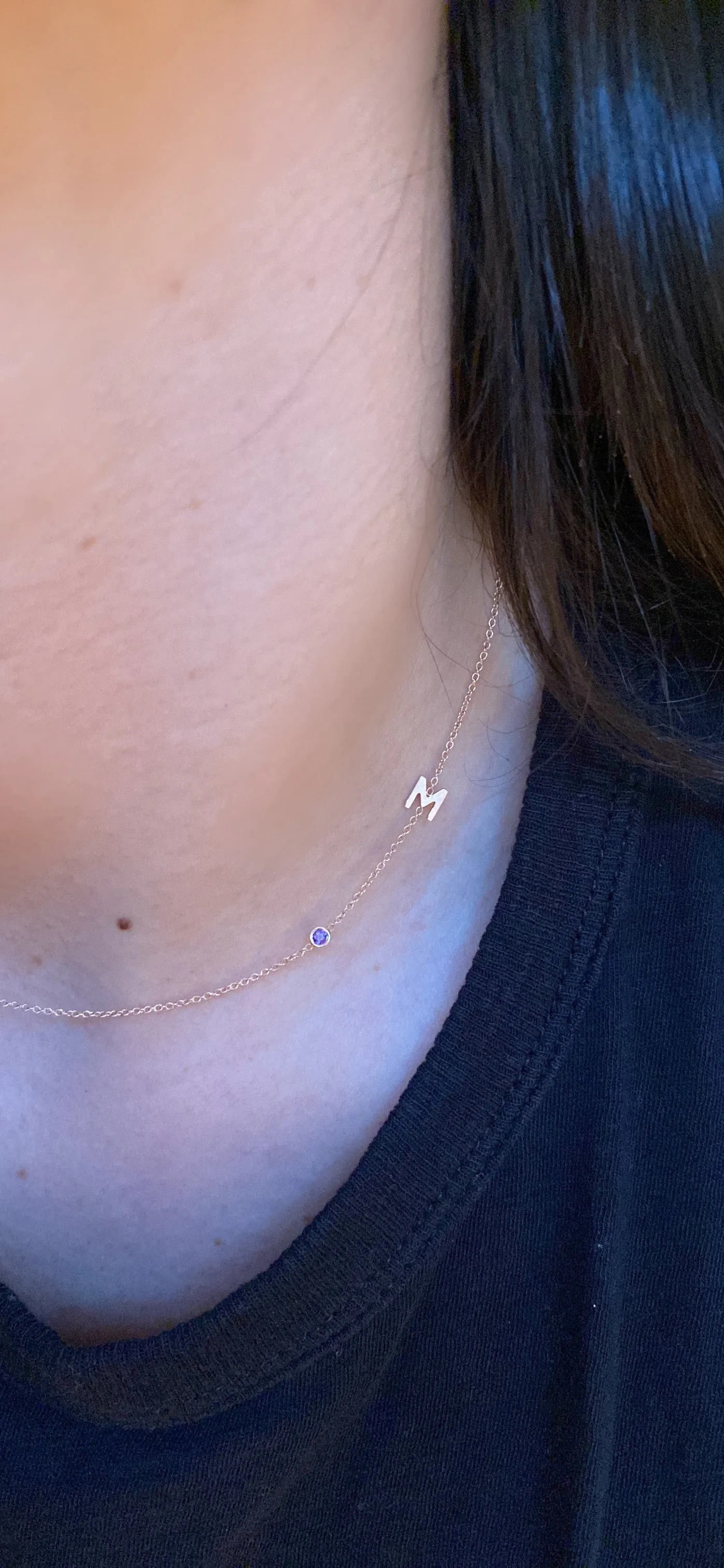 14K Initial and Birthstone Necklace