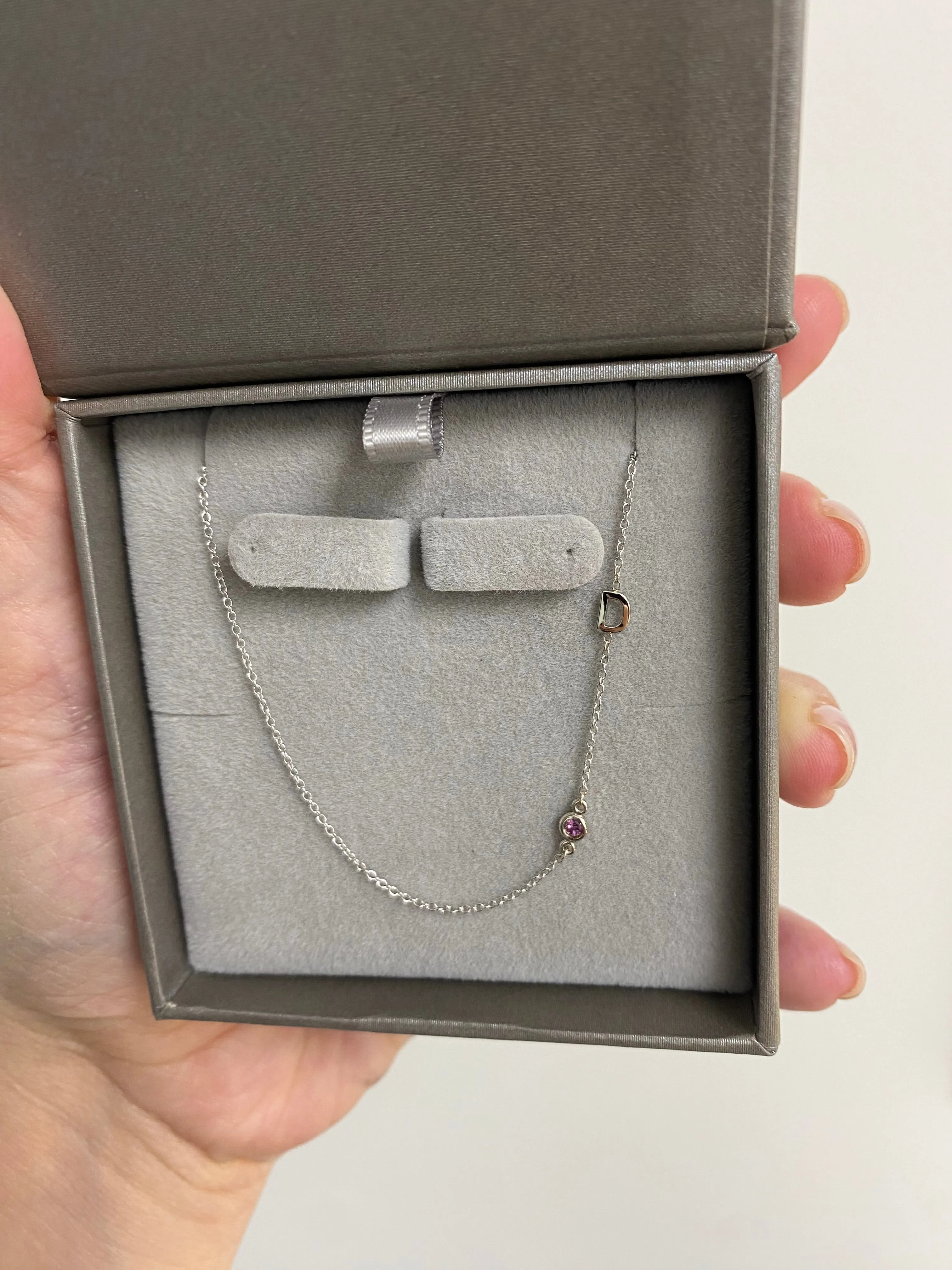 14K Initial and Birthstone Necklace