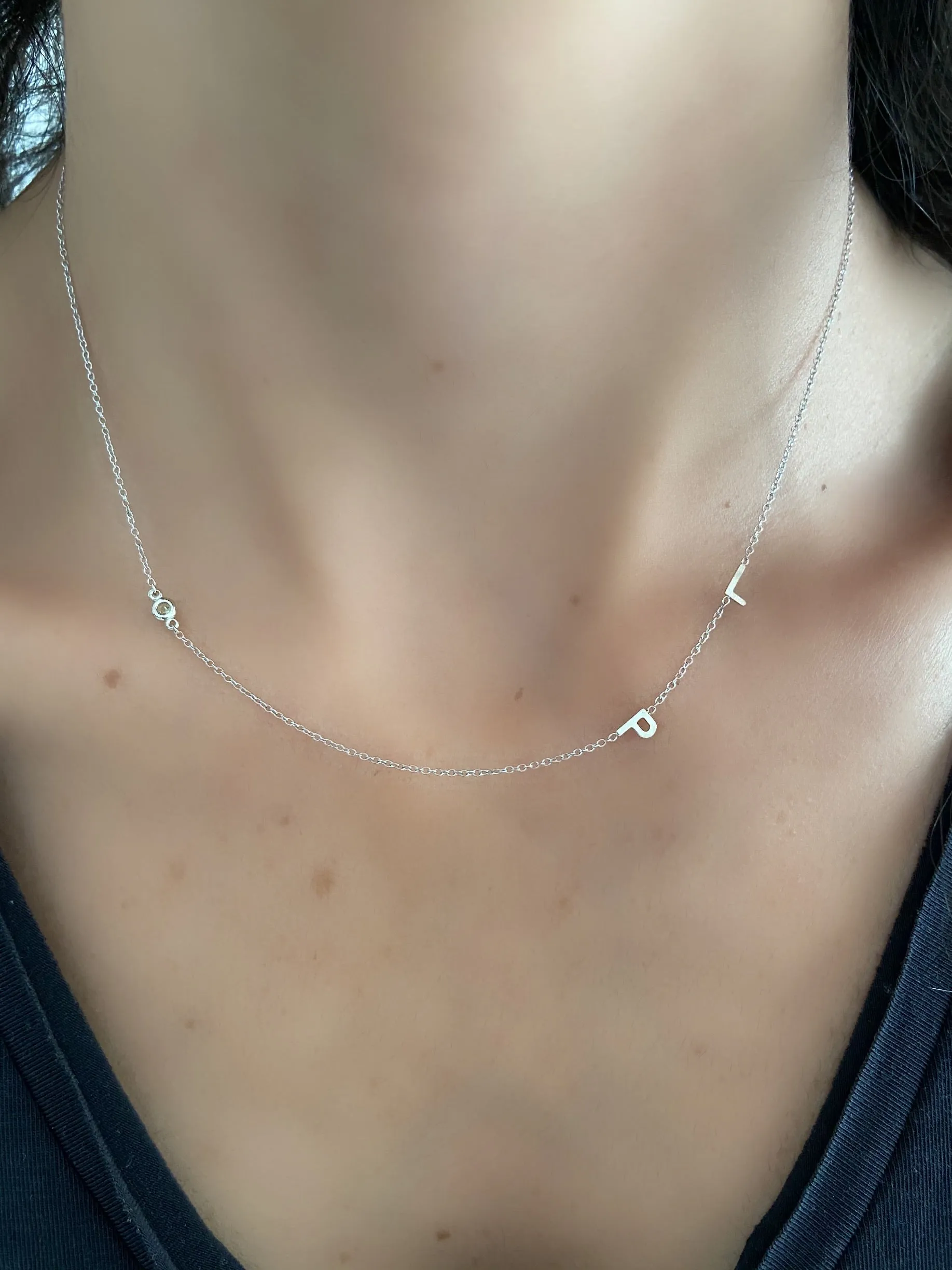 14K Initial and Birthstone Necklace