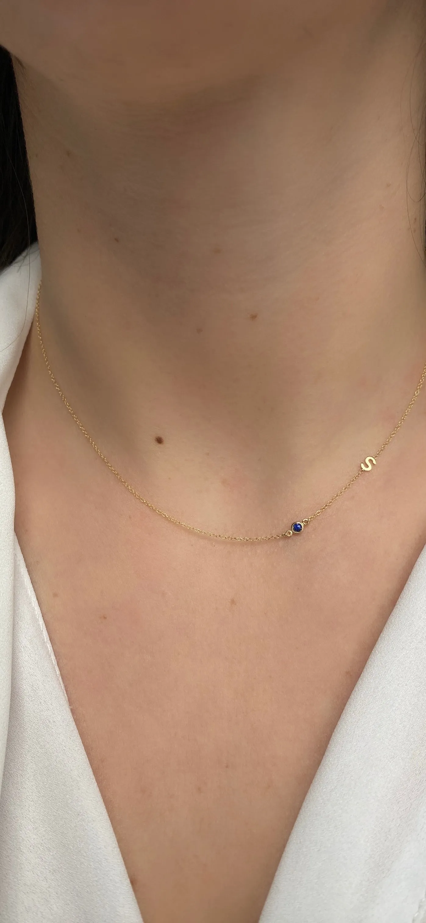 14K Initial and Birthstone Necklace