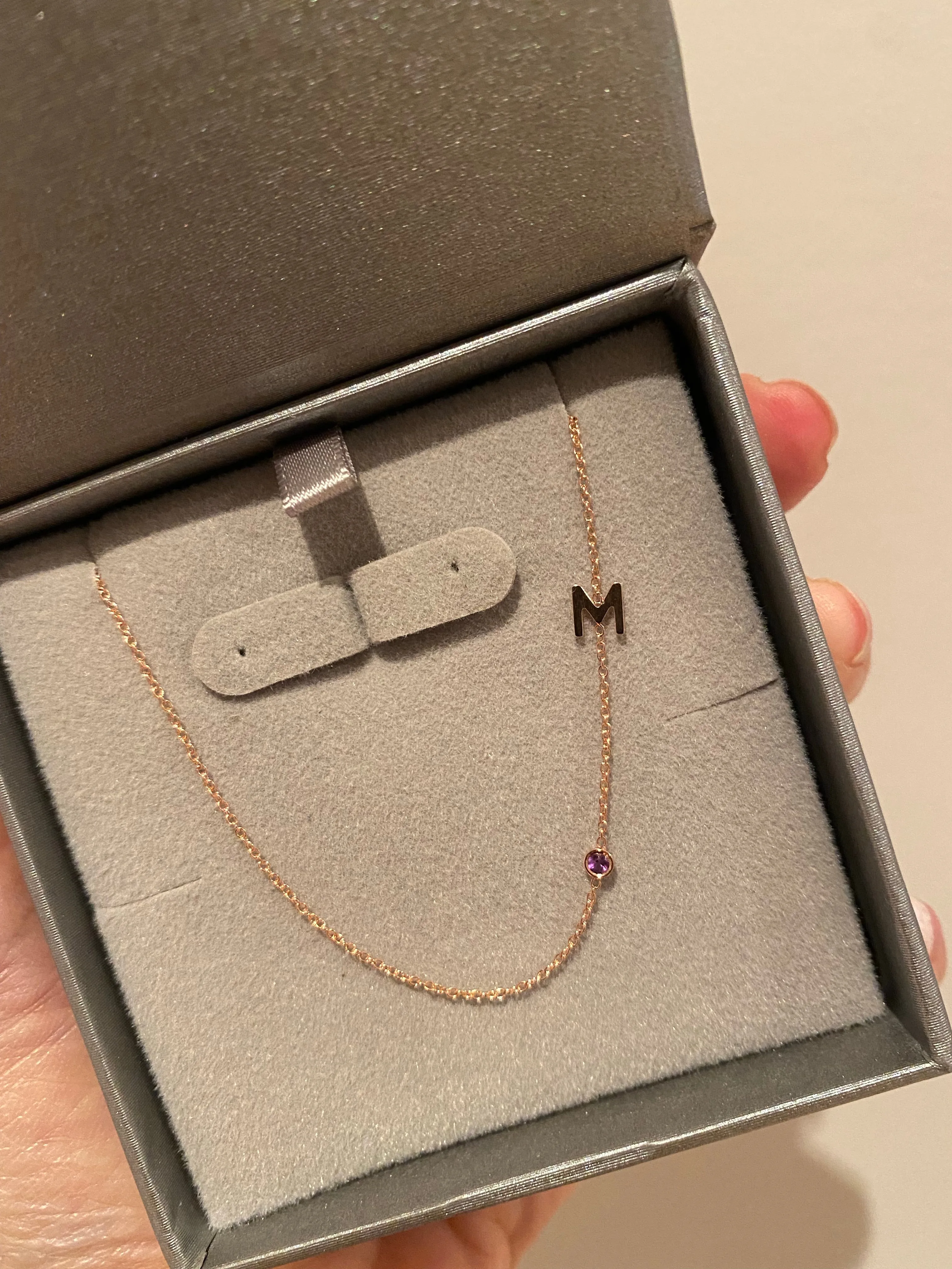 14K Initial and Birthstone Necklace