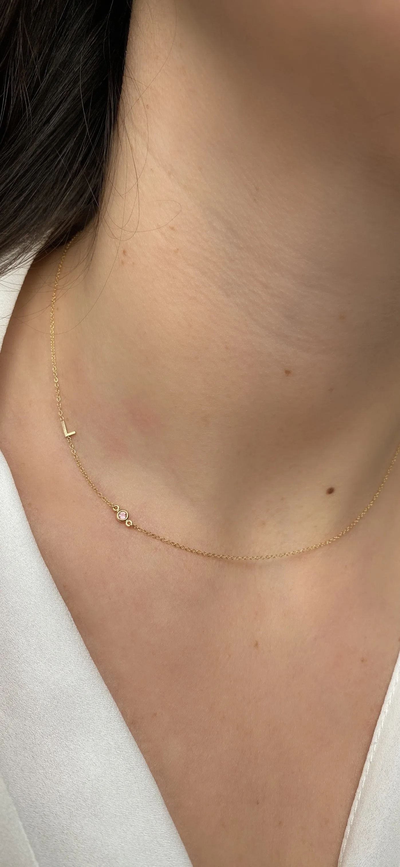 14K Initial and Birthstone Necklace