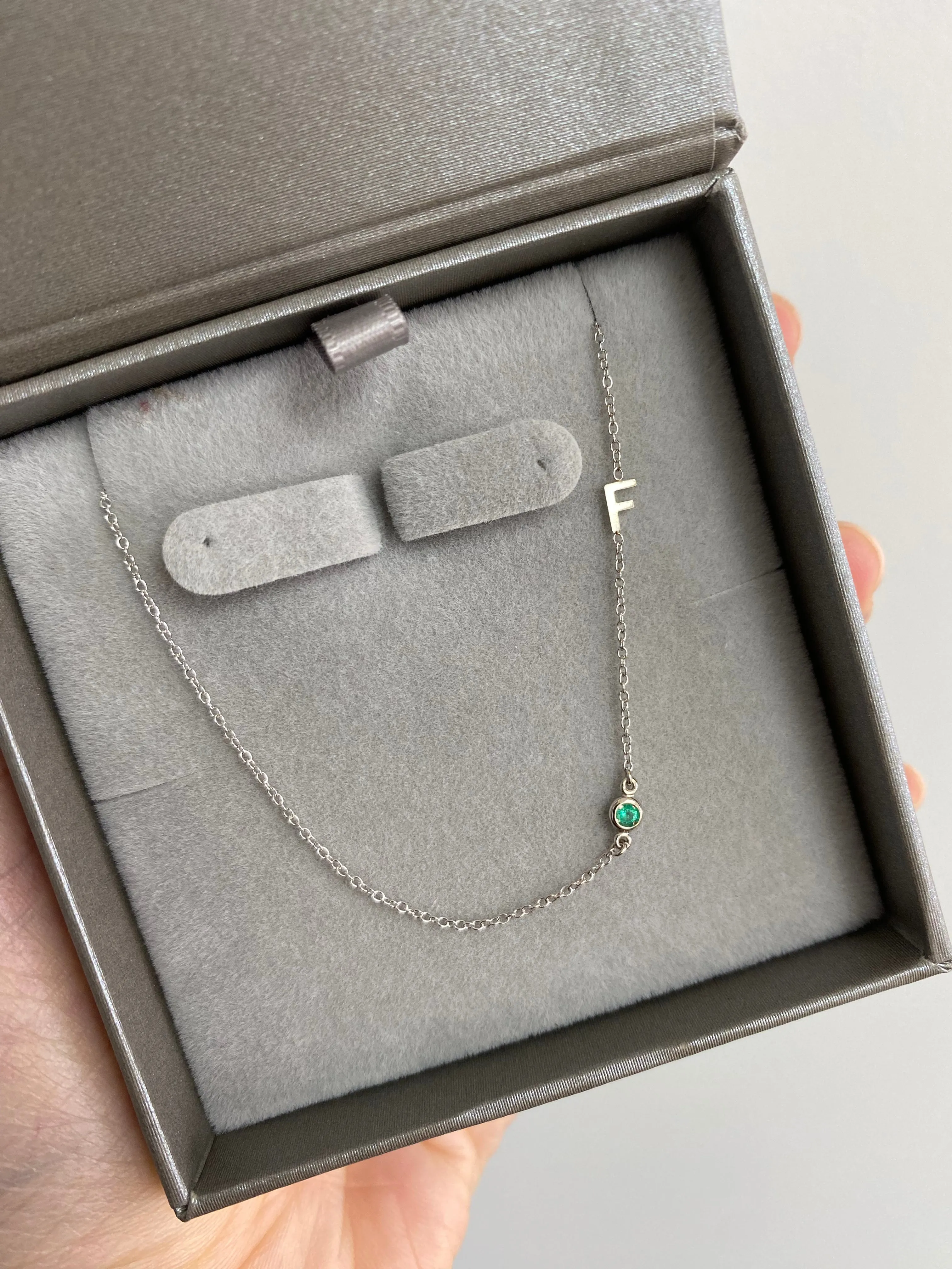 14K Initial and Birthstone Necklace