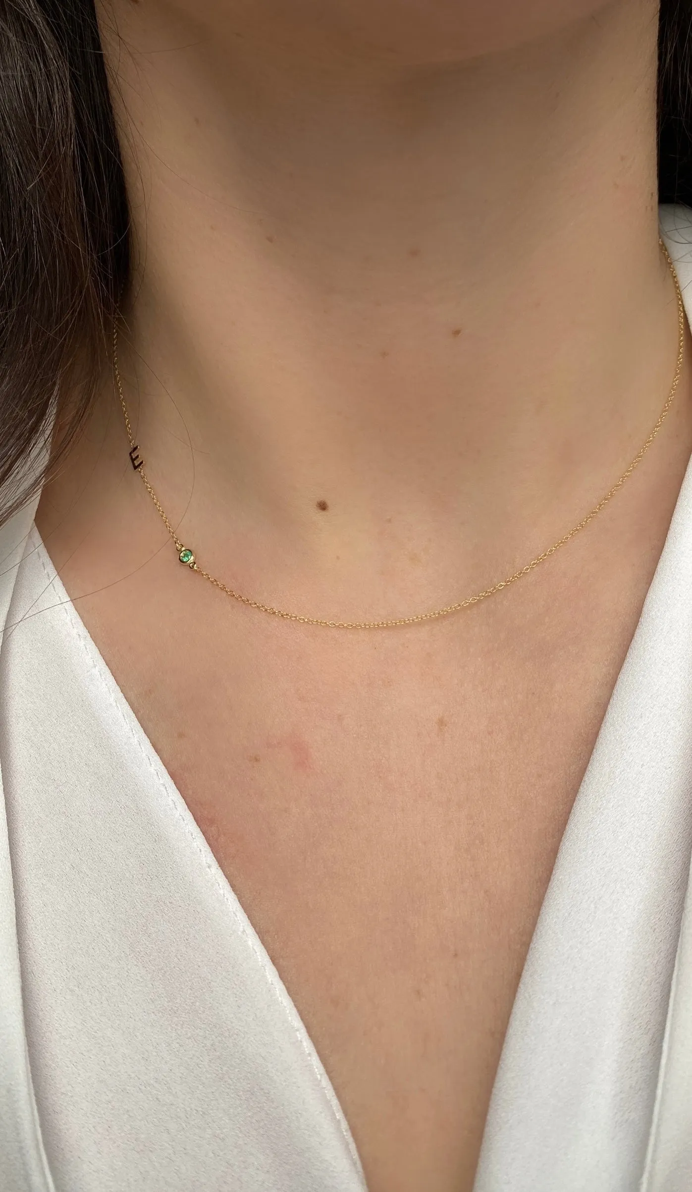 14K Initial and Birthstone Necklace
