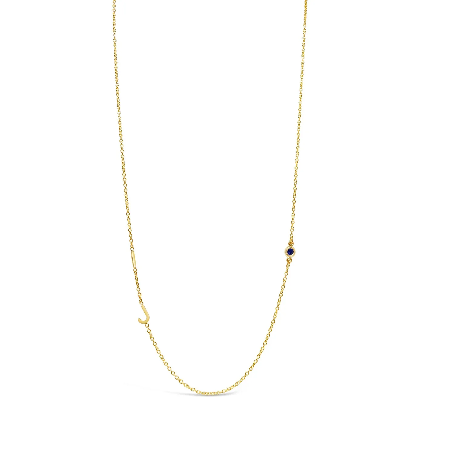 14K Initial and Birthstone Necklace