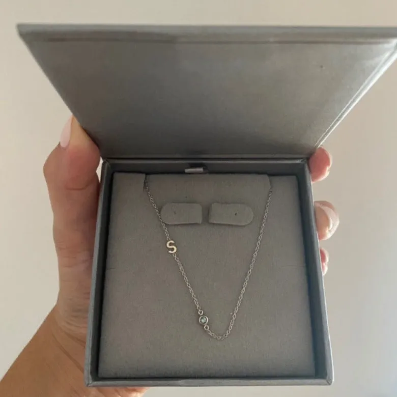 14K Initial and Birthstone Necklace