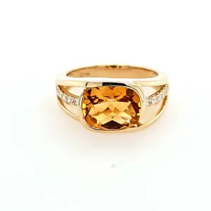 14k Yellow Gold Citrine & Diamond Ring (I8182)