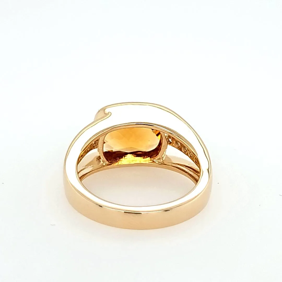 14k Yellow Gold Citrine & Diamond Ring (I8182)