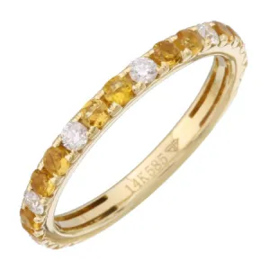 14K Yellow Gold Diamond   Citrine Band