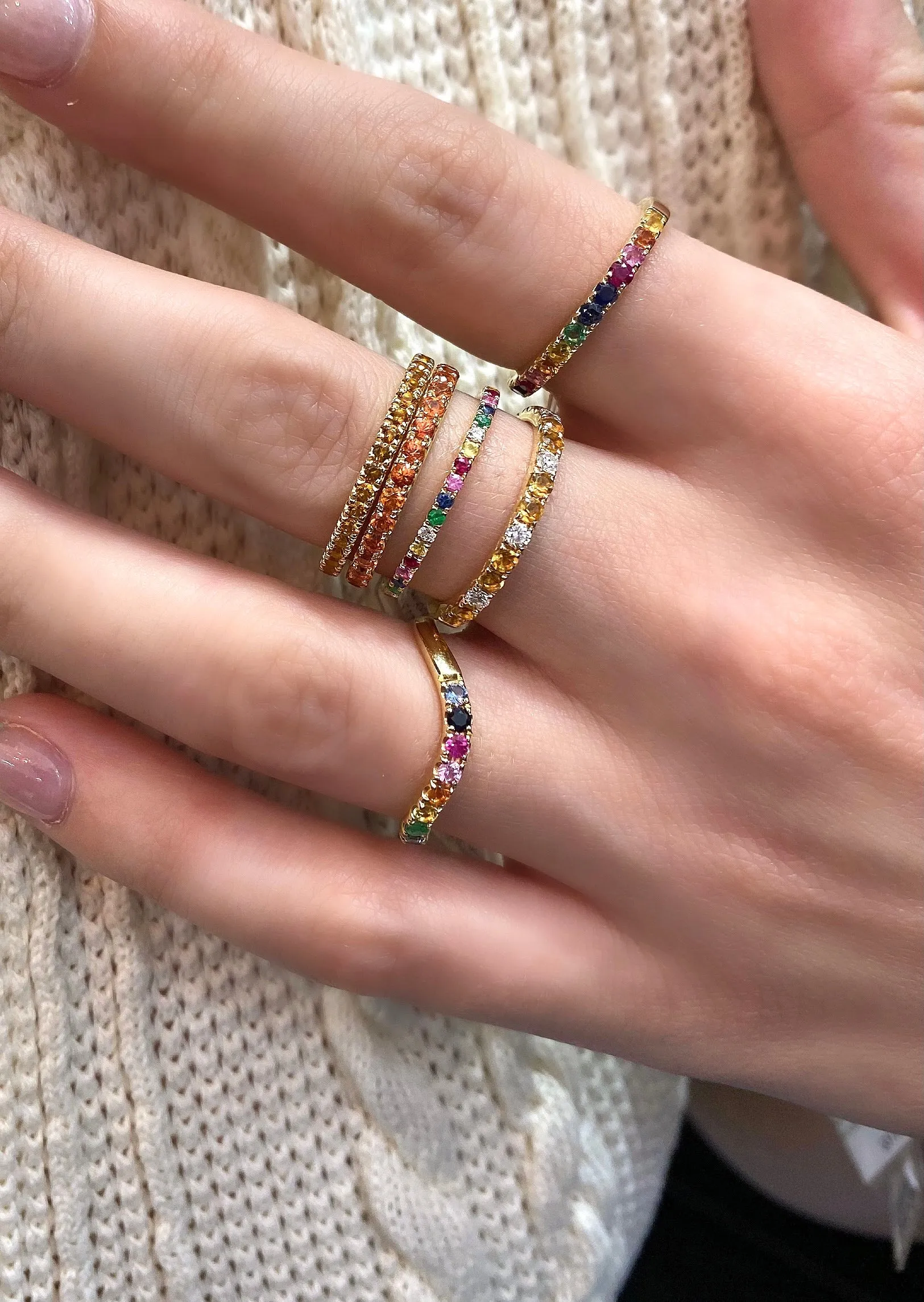 14K Yellow Gold Diamond   Citrine Band