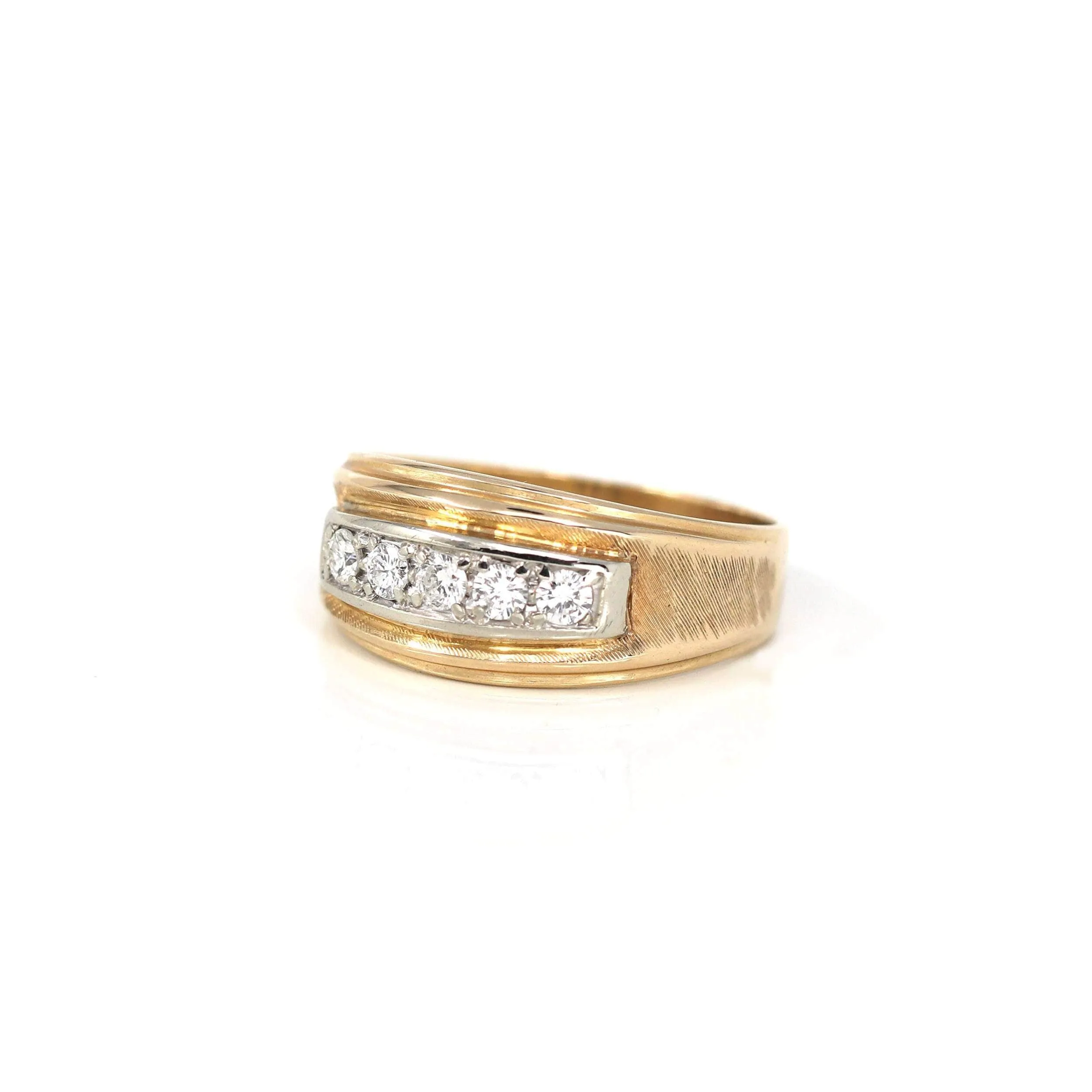 14k Yellow Gold Diamond Men's Wedding Band Ring