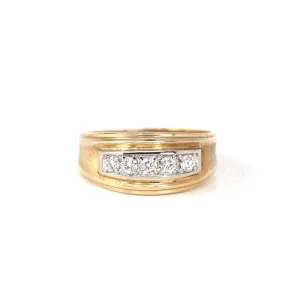 14k Yellow Gold Diamond Men's Wedding Band Ring
