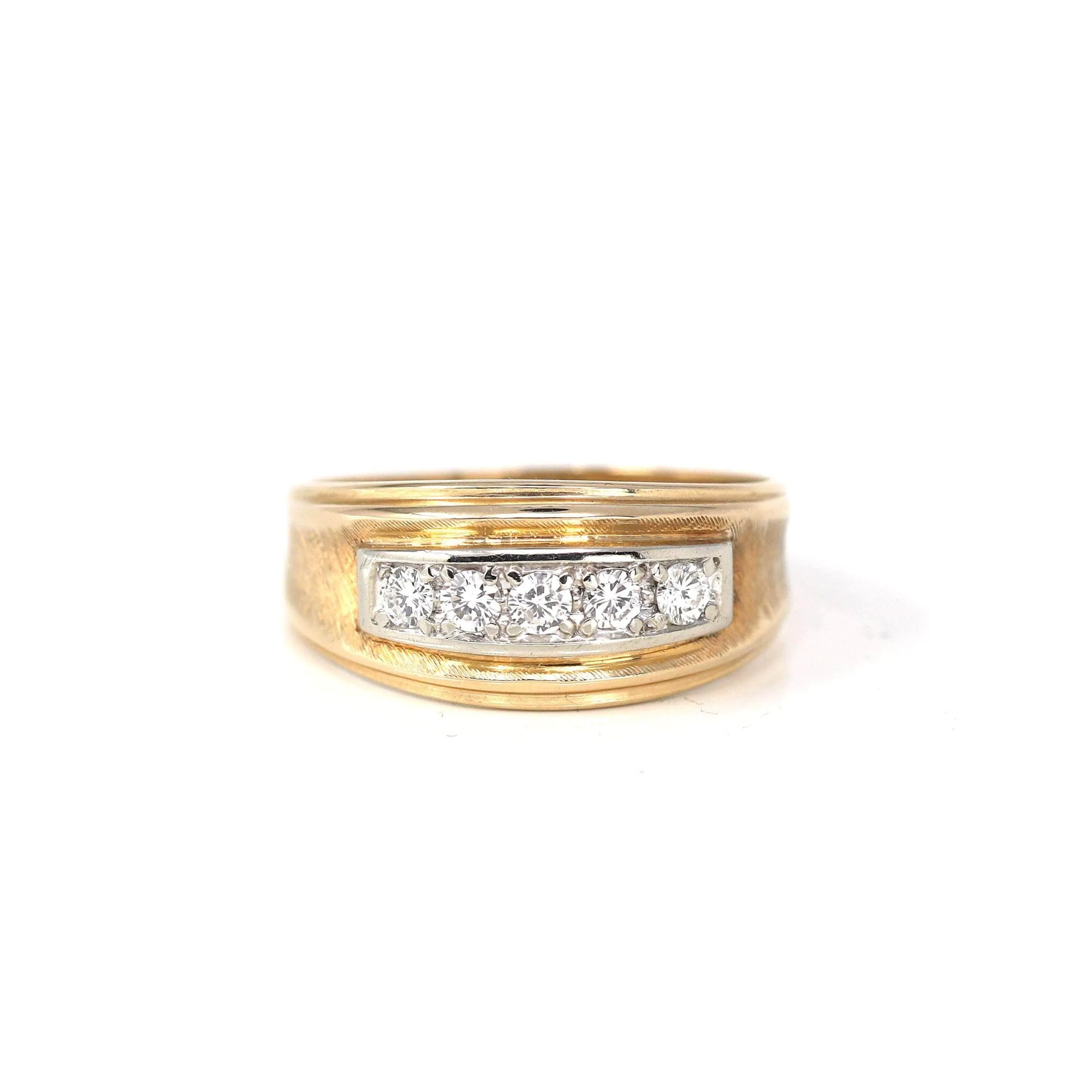 14k Yellow Gold Diamond Men's Wedding Band Ring