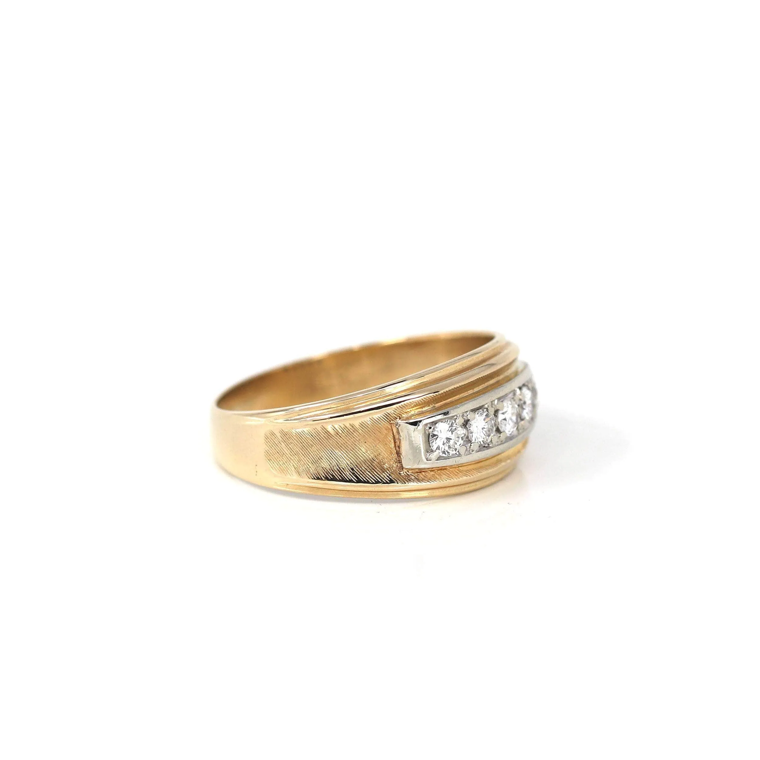 14k Yellow Gold Diamond Men's Wedding Band Ring