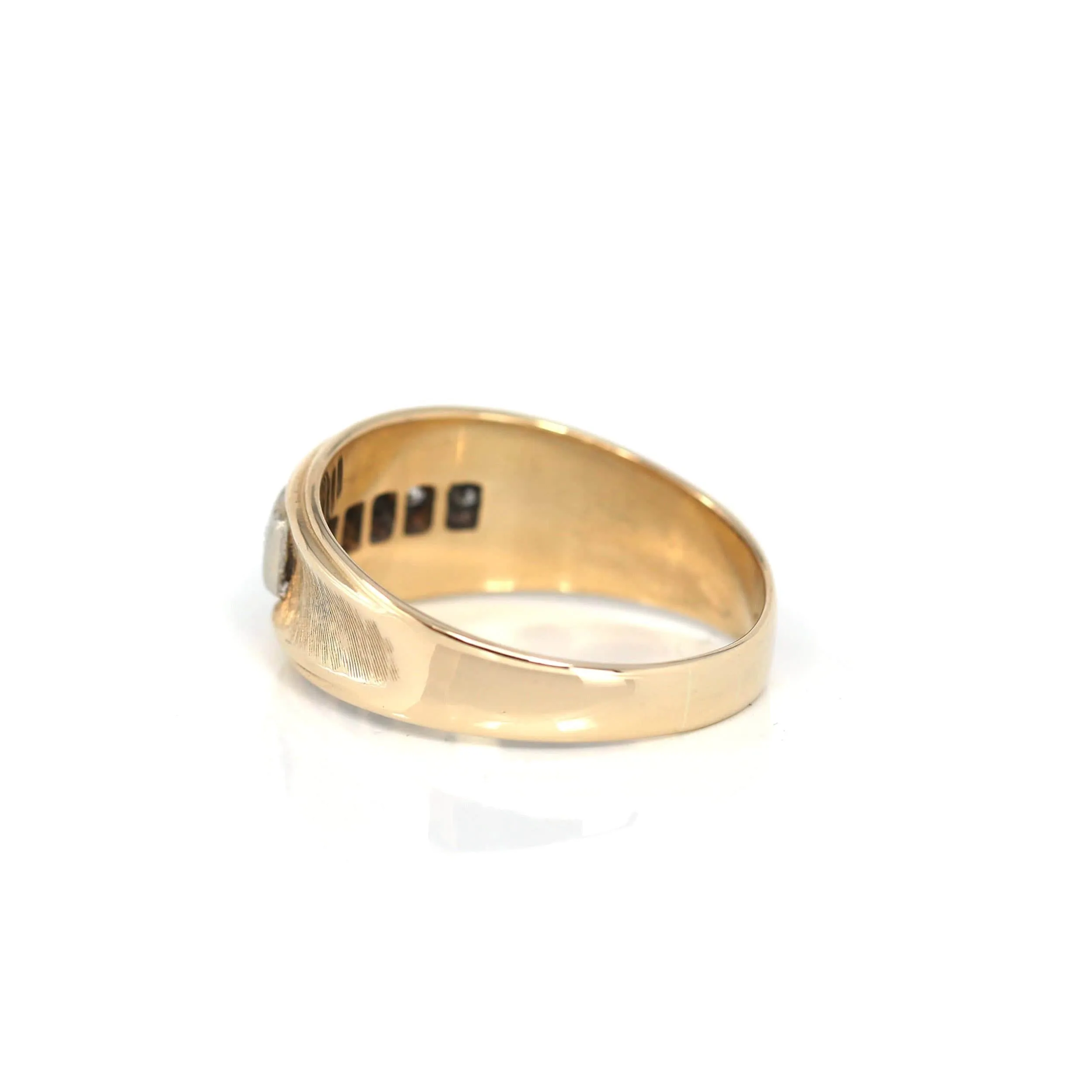 14k Yellow Gold Diamond Men's Wedding Band Ring