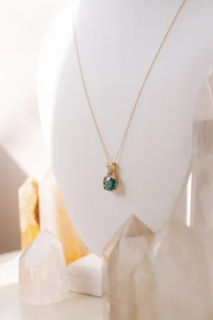 14kt Blue Topaz & Diamond Necklace