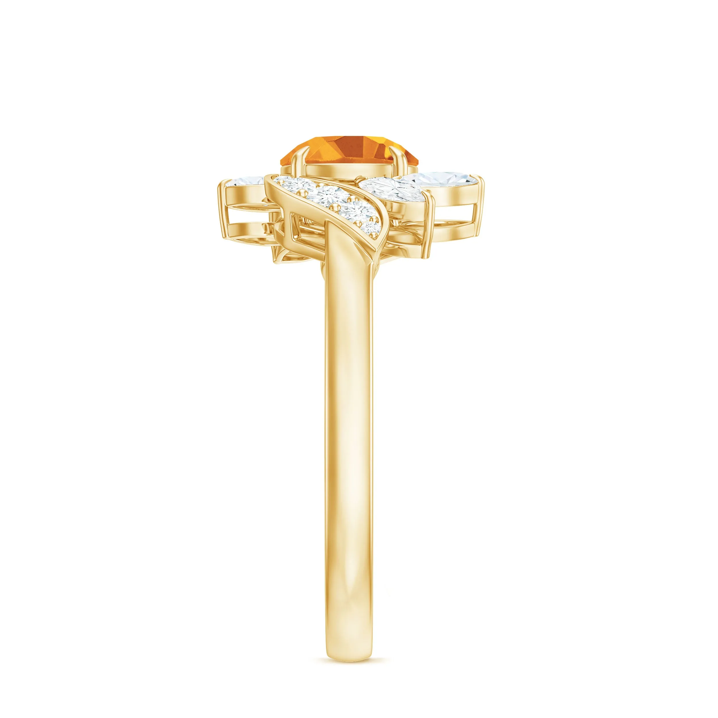 1.75 CT Citrine Flower Engagement Ring with Moissanite