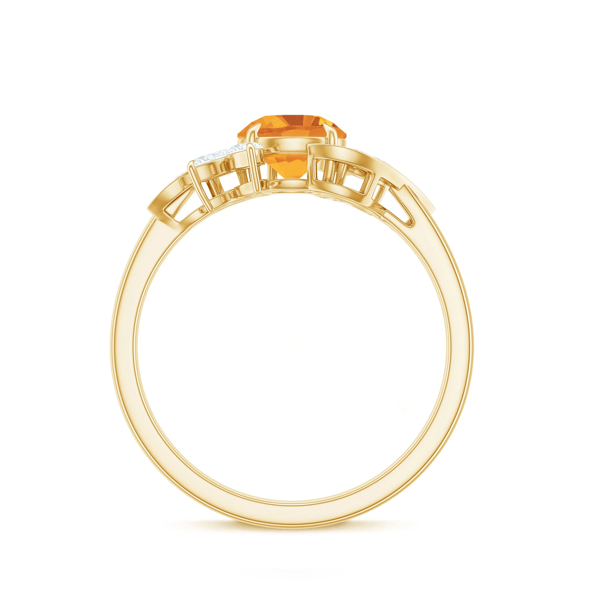 1.75 CT Citrine Flower Engagement Ring with Moissanite