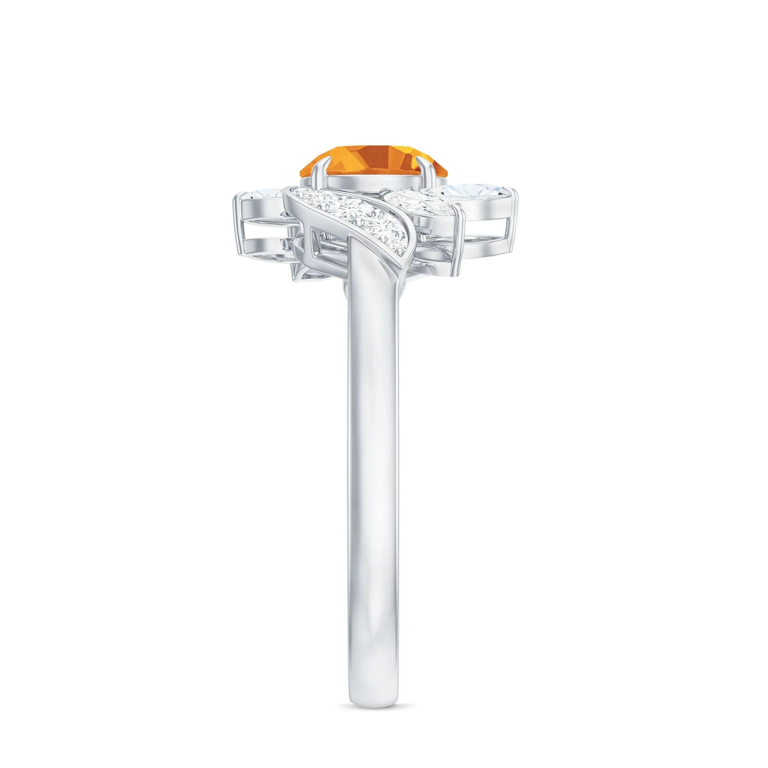 1.75 CT Citrine Flower Engagement Ring with Moissanite