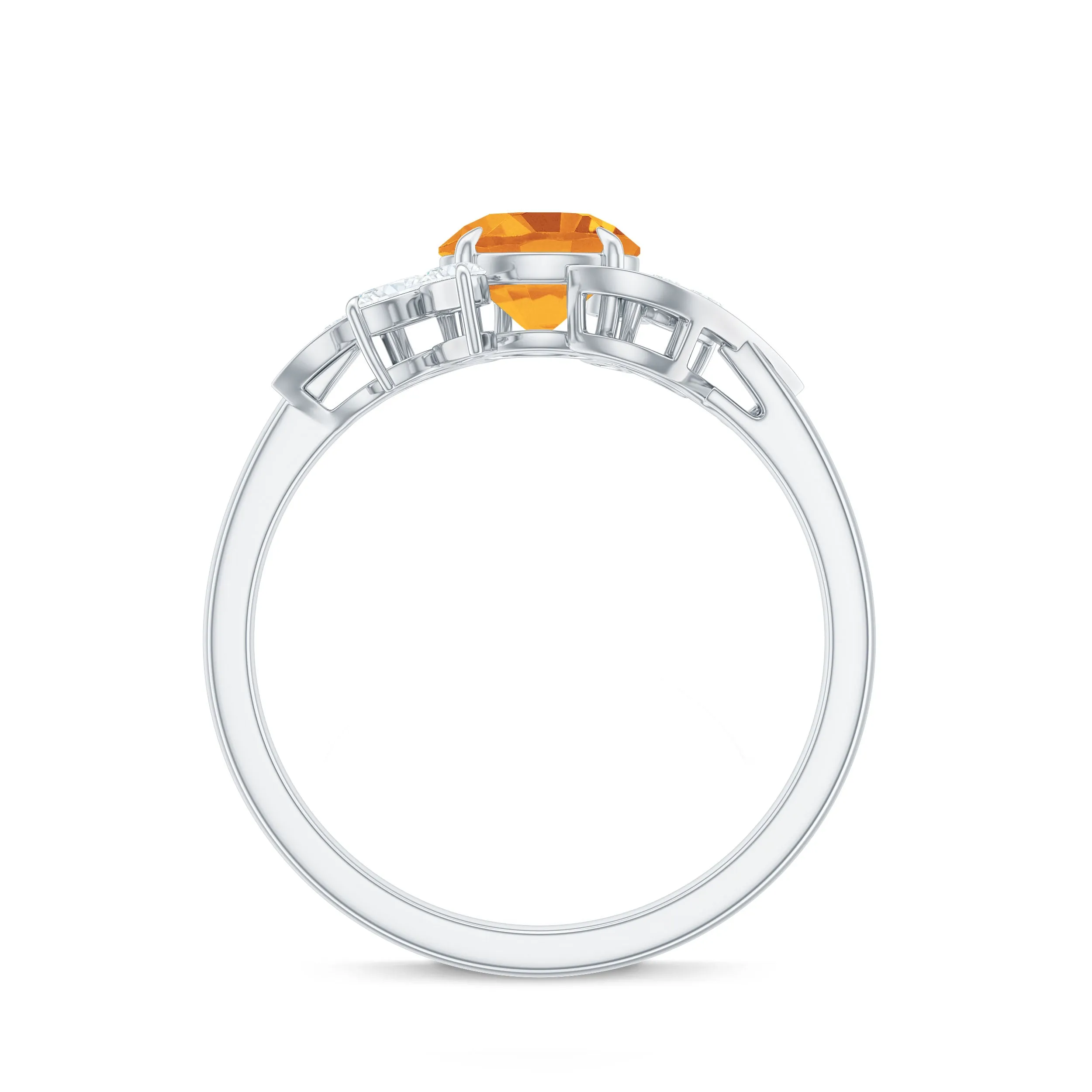 1.75 CT Citrine Flower Engagement Ring with Moissanite