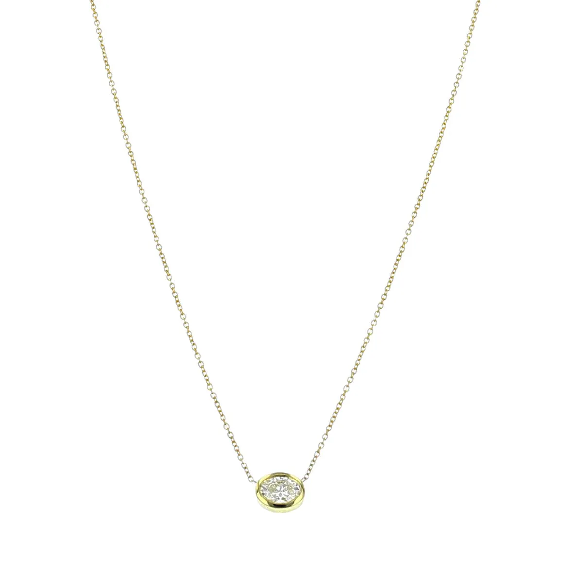 18K Bezel Set Diamond Solitaire Necklace