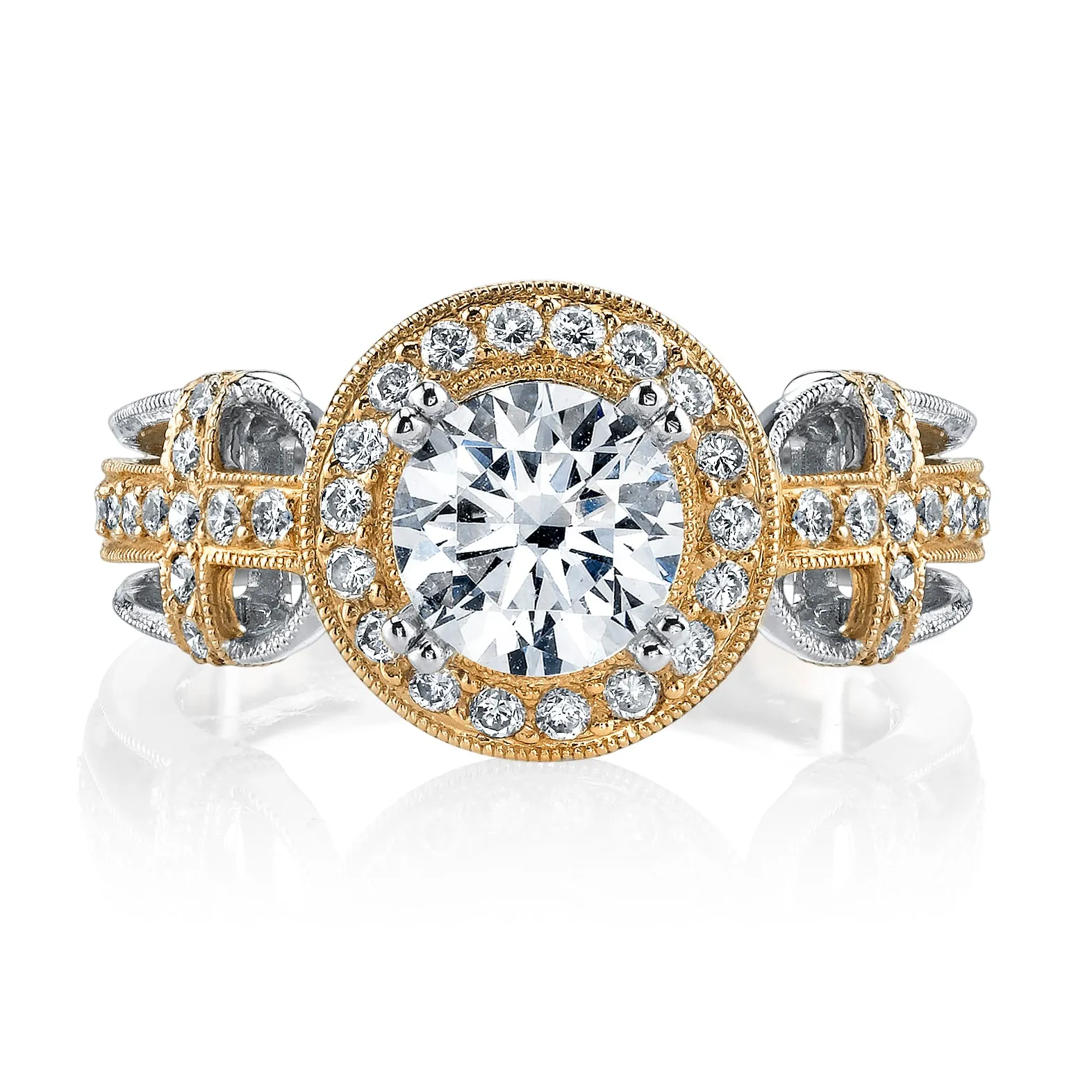 18K Two Tone Halo Diamond Engagement Ring