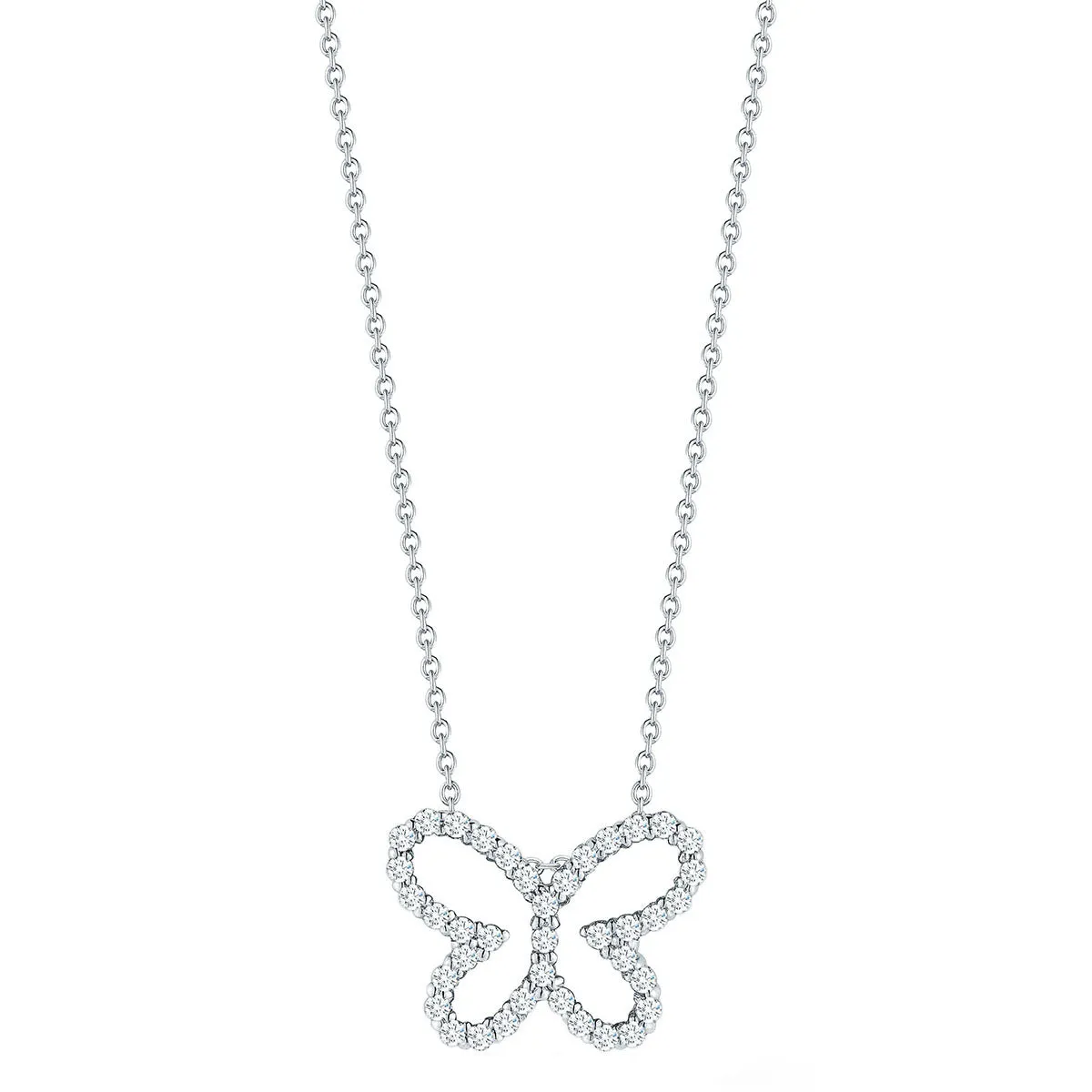 18K W Diamond Outline Butterfly Necklace