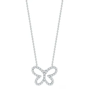 18K W Diamond Outline Butterfly Necklace